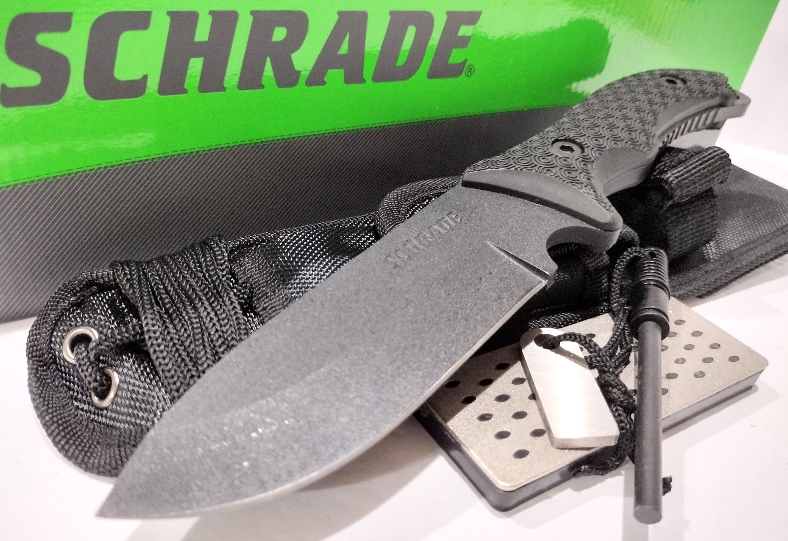 Schrade Large Frontier Fixed Blade 10.25" Full Tang Knife Fire Starter SCHF36