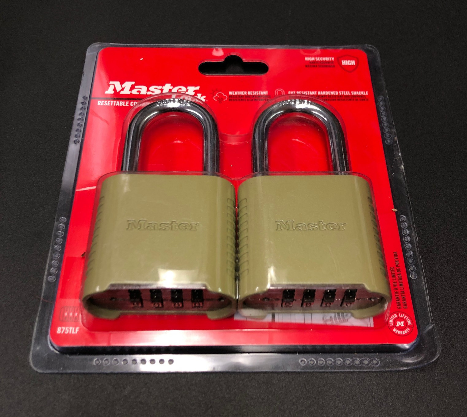 Master Lock 875TLF 1-1/2" Outdoor Combination Lock Resettable, 2PC (NEW SEALED)
