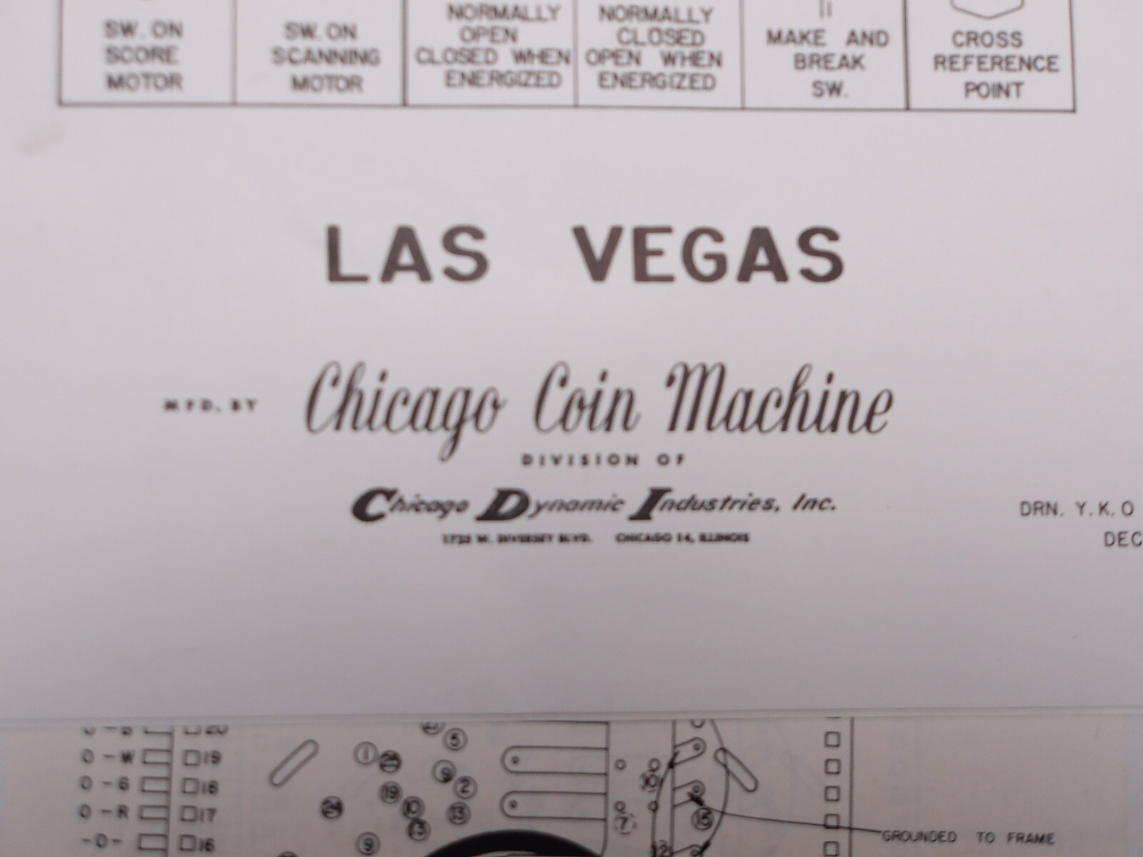 Chicago Coin: Las Vegas Bowler- Schematic -NOS