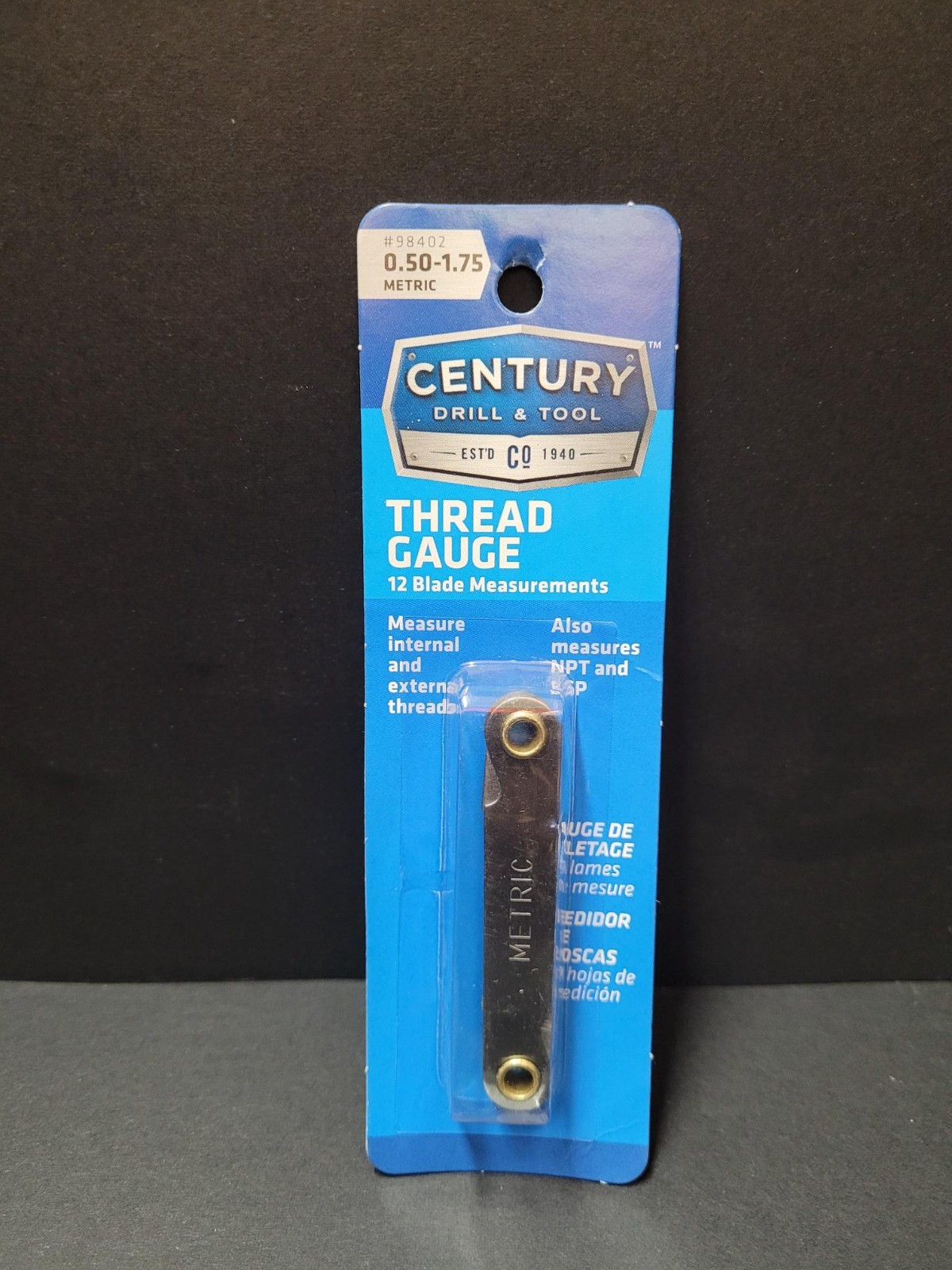 NIP .50-1.75 Metric Thread Pitch Gauge Century Brand #98402 12 Measurements