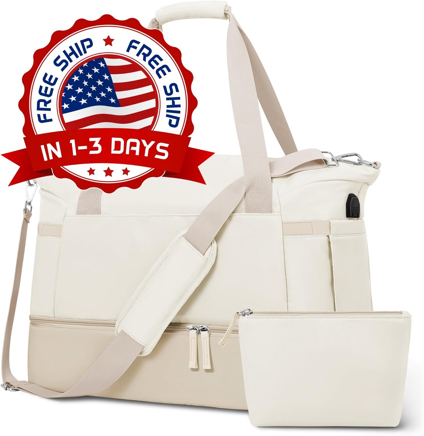 Bolso De Gimnasio Para Mujeres Puerto De Carga USB Bolsa Deportiva Viaje Duffel.