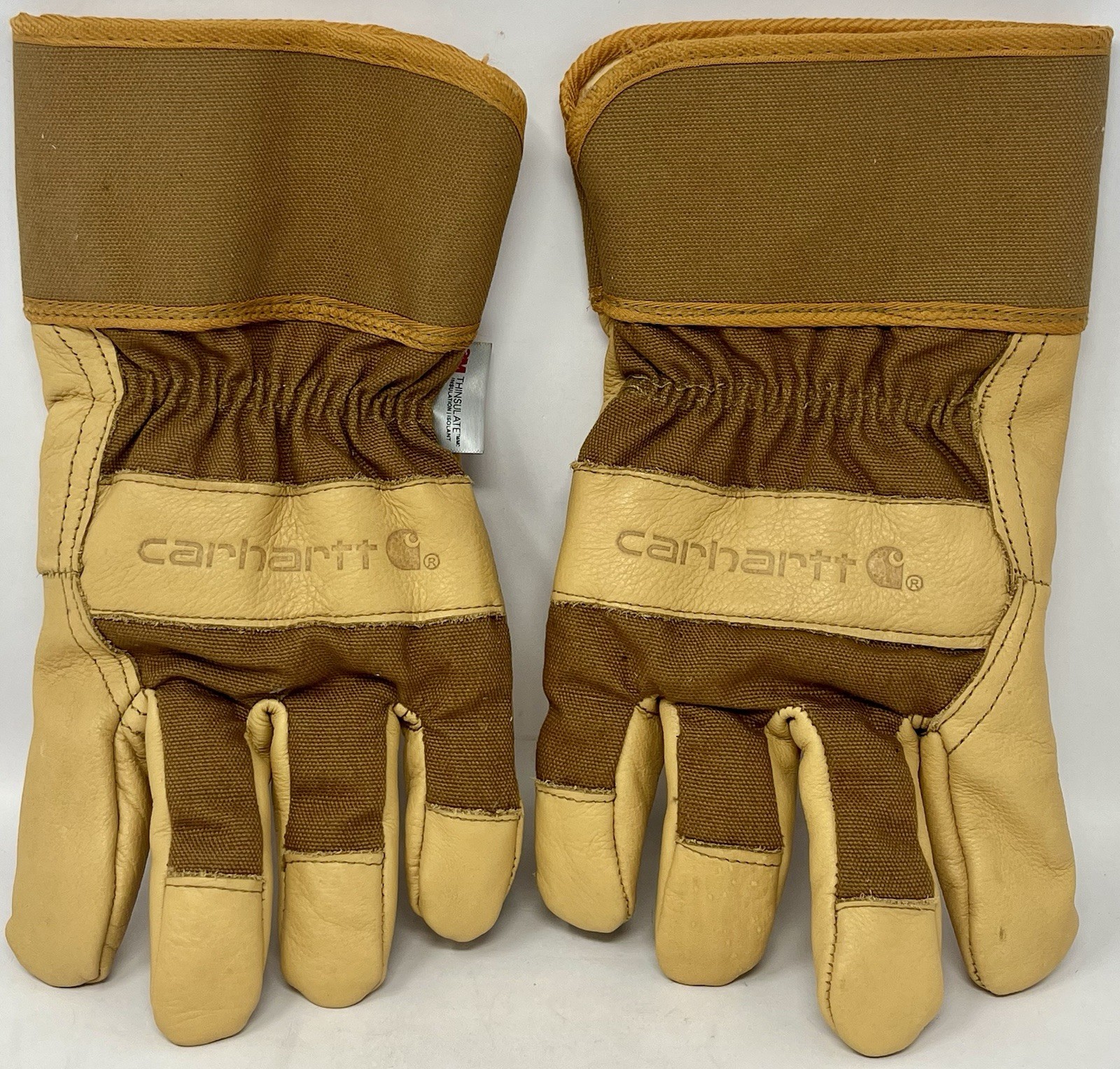 NWT Carhartt Duck Canvas Synthetic Leather Safety Cuff Work Gloves Size Large