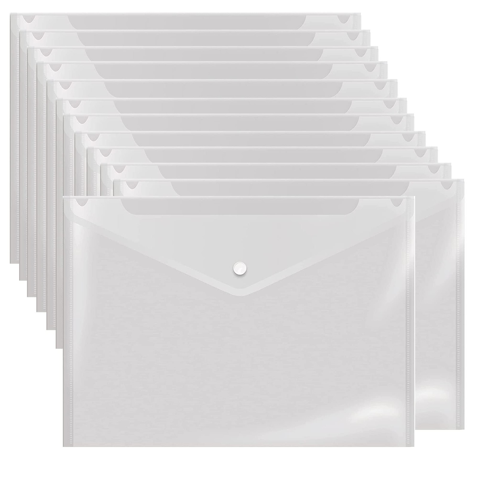Poly Envelope 12 Pcs Document Envelopes with Snap Button Quality Clear Docume...