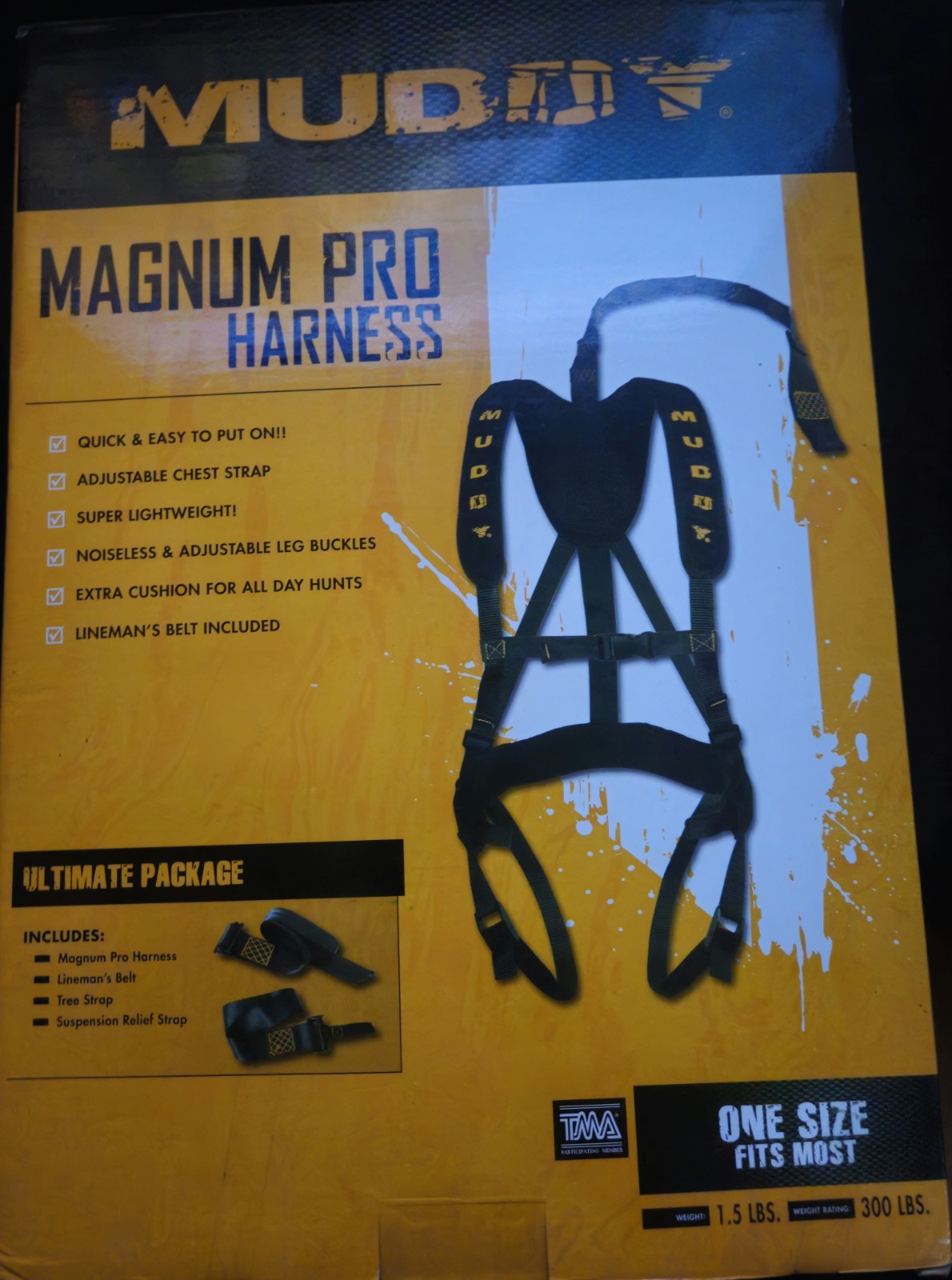 Muddy Magnum Pro Safety Harness Adjustable Quick-Release w/Tree Strap Black