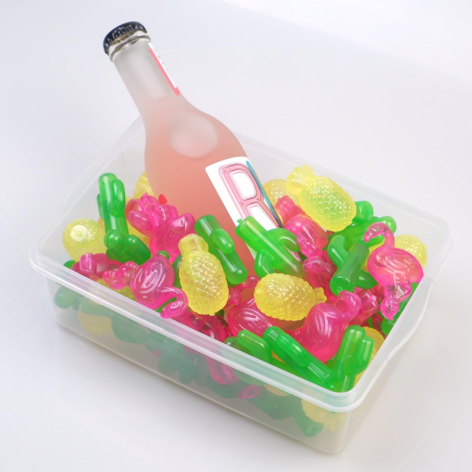 Reusable Ice Cubes with Lid and Bin, 60 Pack Plastic Cubes for Drinks, BPA Fr...