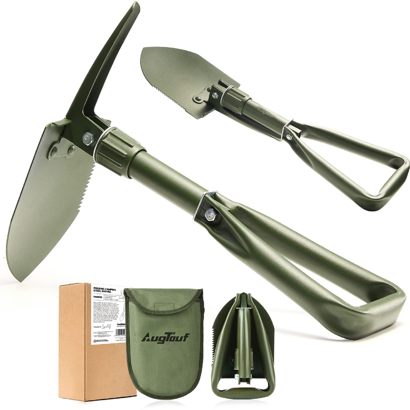 18'' Military Folding Camping Shovel, Offroad Survival 18.1 x 4.7", Olive