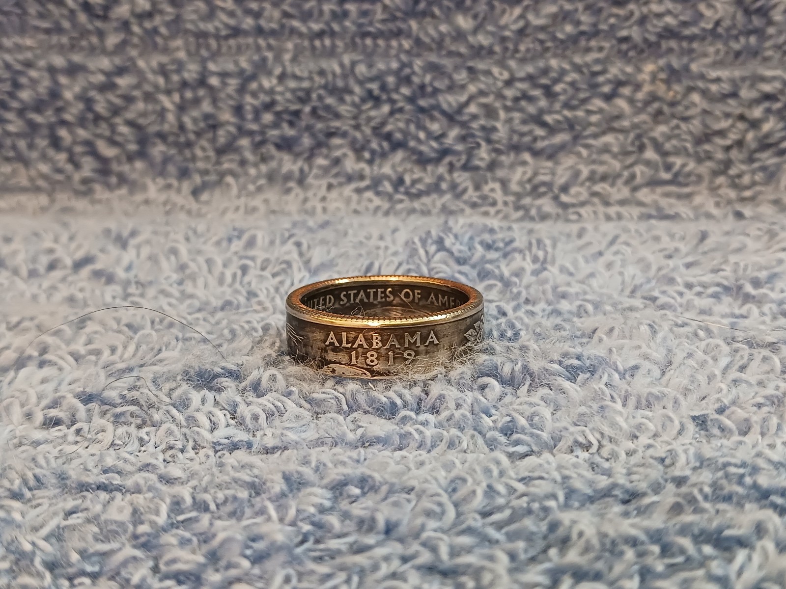 Alabama Handcrafted Washington Quarters coin ring, size 8 2003