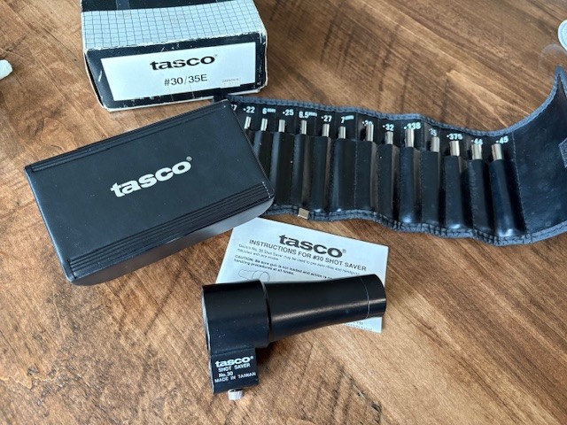 Vintage Tasco Shot Saver Bore Sighter Kit #30/35E