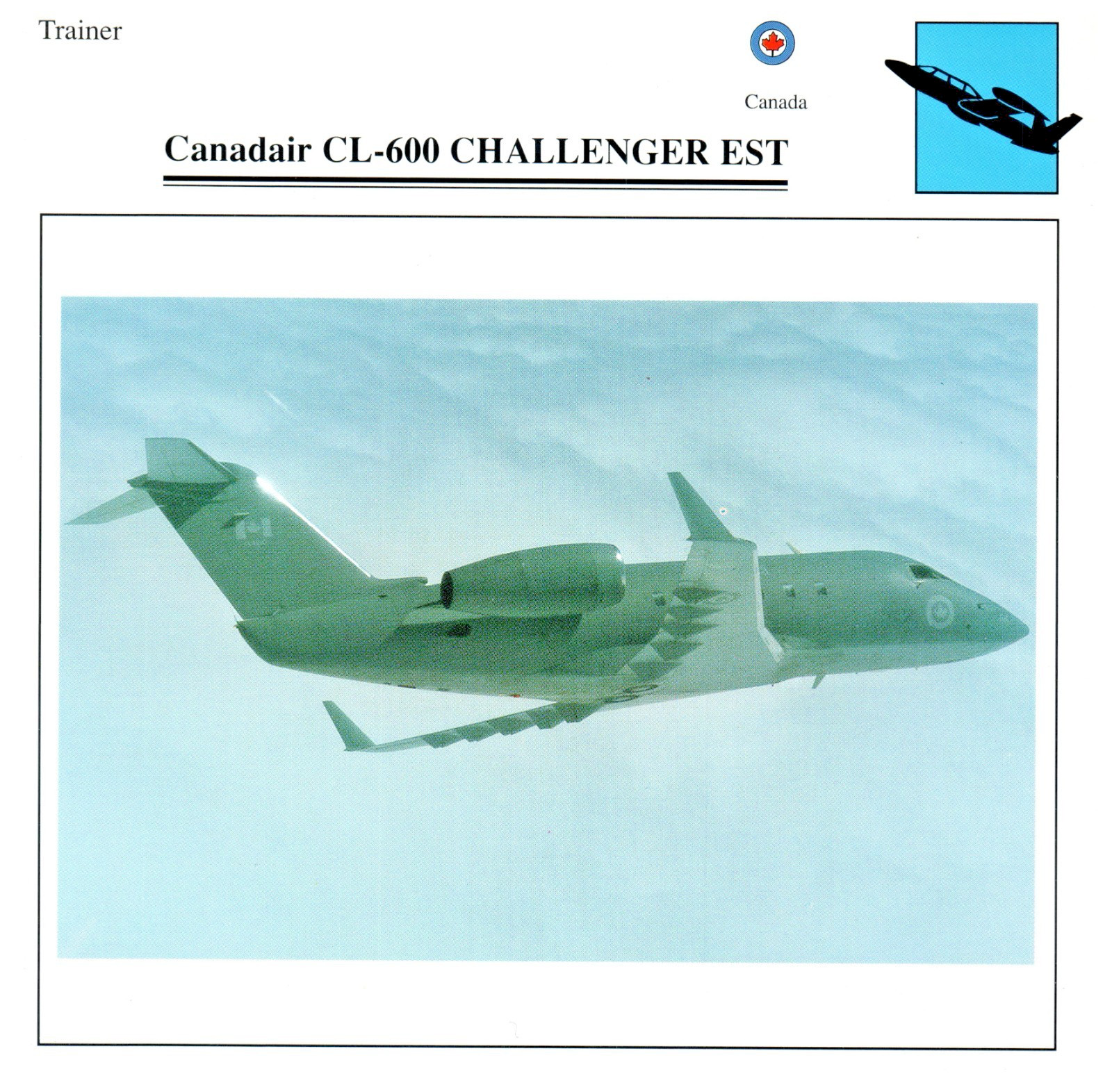 Canada CL-600 Challenger EST Edito servicce Military Card Canada
