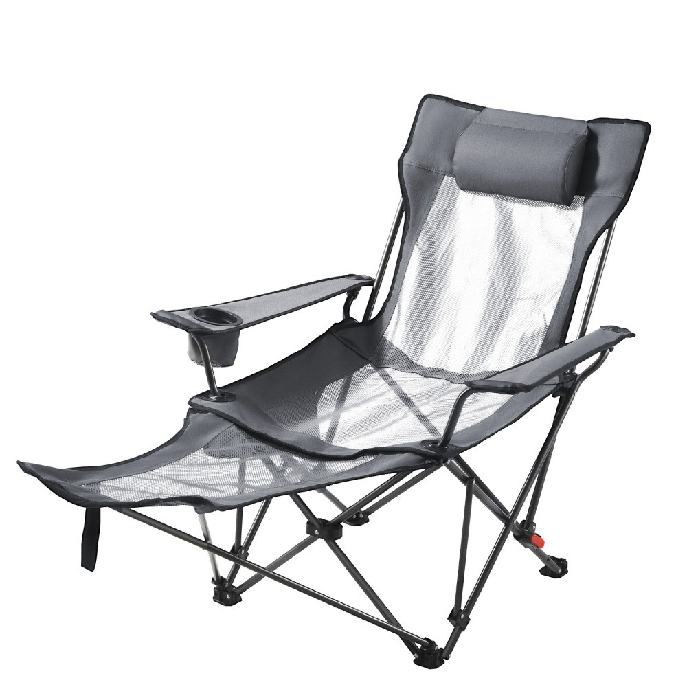 Reclining Folding Camping Chair, 4 Adjustable Positions w/ Headrest & Footrest
