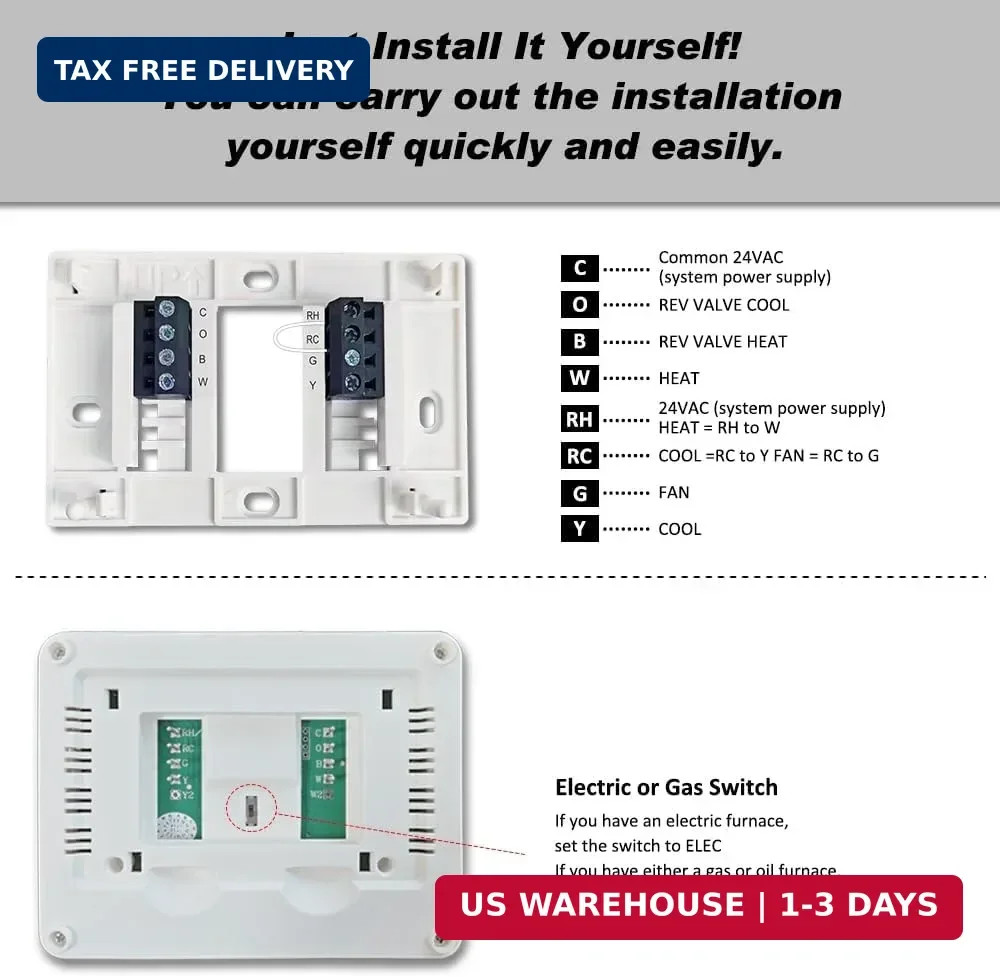 Non-Programmable Thermostat for Conventional Single-Stage Systems, 1 Heat/1 Cool