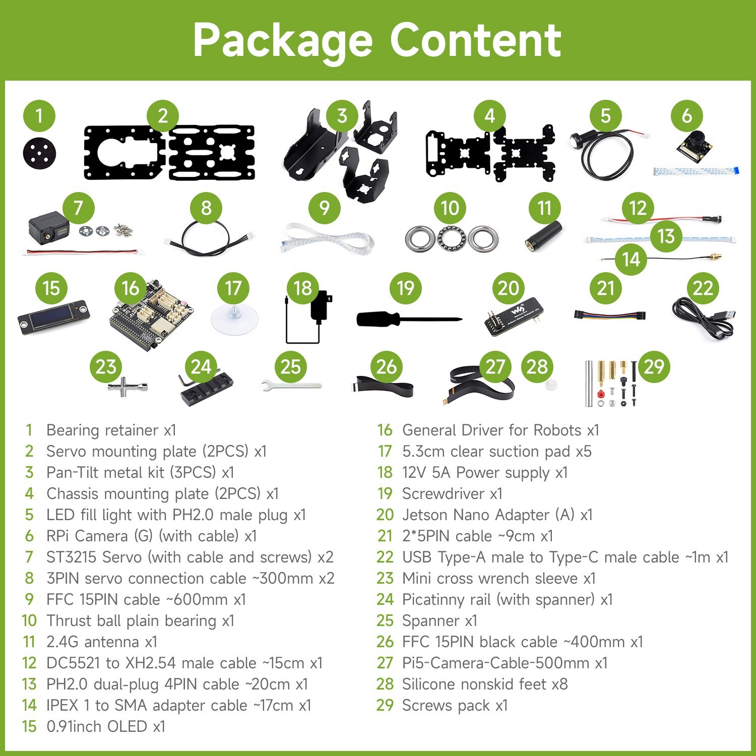 Waveshare 360° Omnidirectional High-Torque 2-Axis Expandable Pan-Tilt Camera