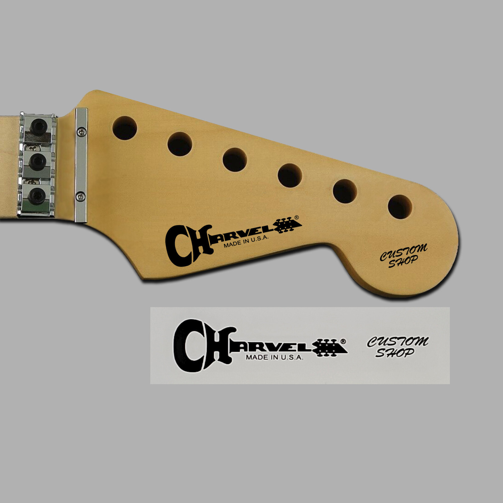 Charvel Made In USA Custom Waterslide Guitar Neck Headstock Decals (Set of 2)