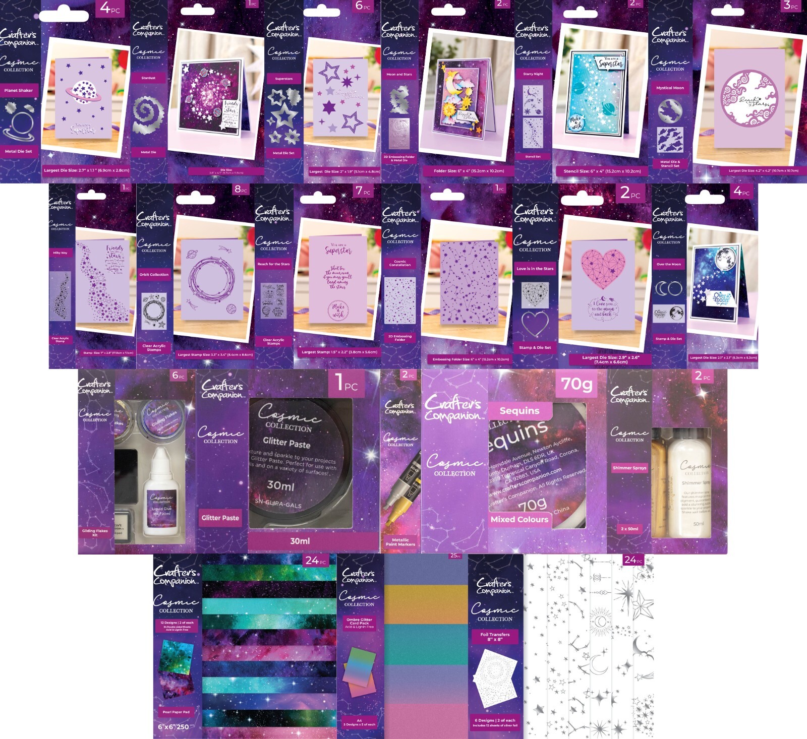 Cosmic Collection Stamp, Dies, Paper, Accessories by Crafters Companion
