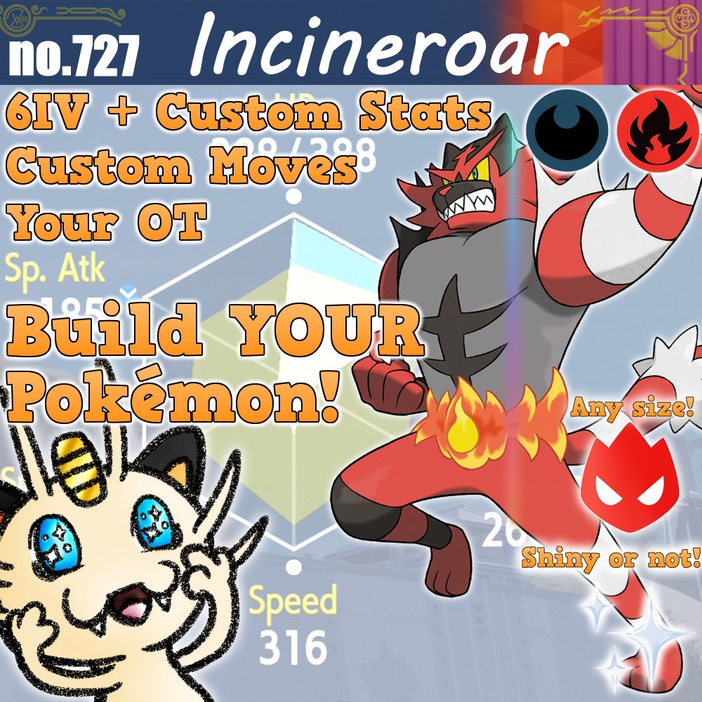 INCINEROAR Shiny 6IV -Build ANY Pokemon! Scarlet Violet Champions Alpha HOME VGC