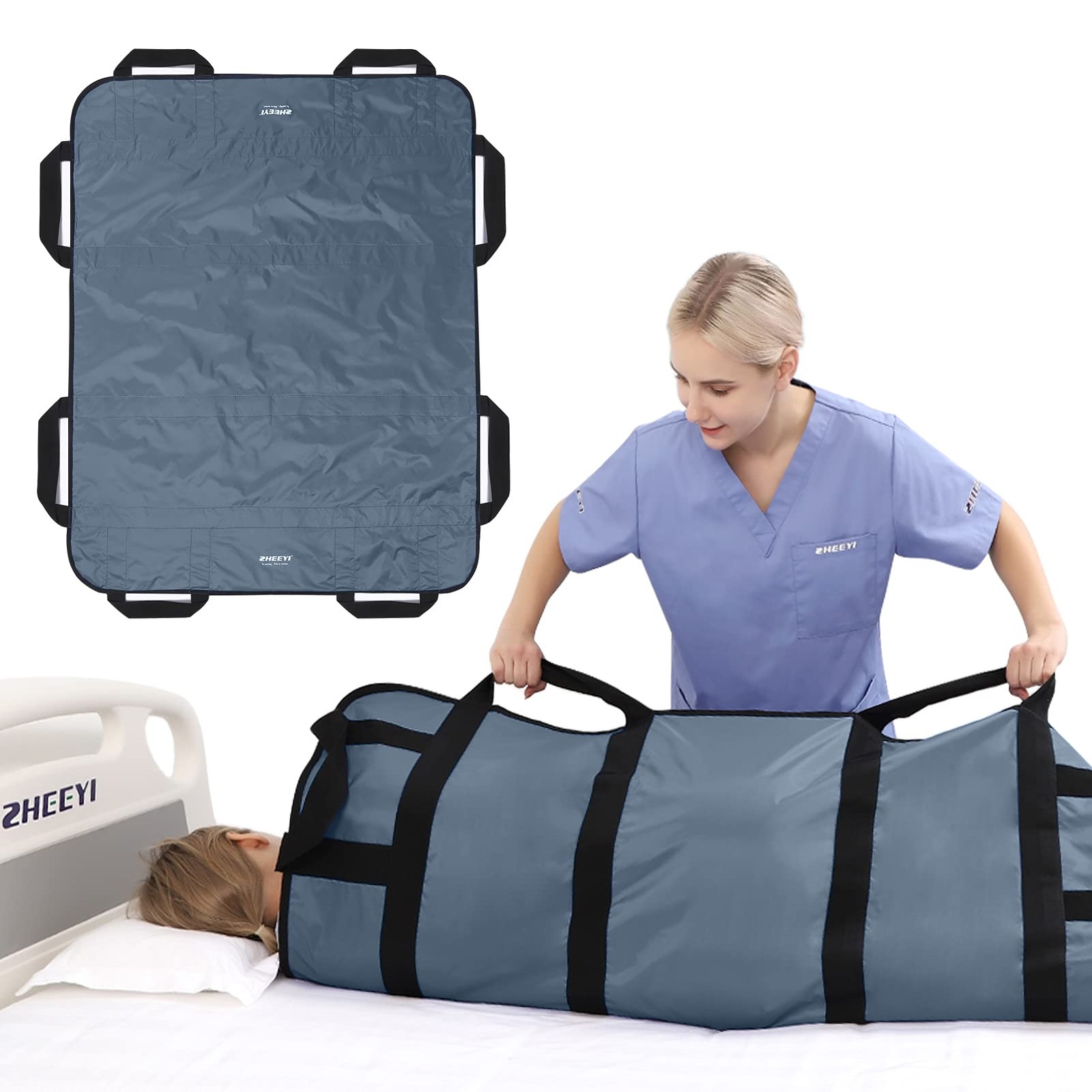 ZHEEYI Multipurpose 48" x 40" Positioning Bed Pad with Reinforced Handles - R...