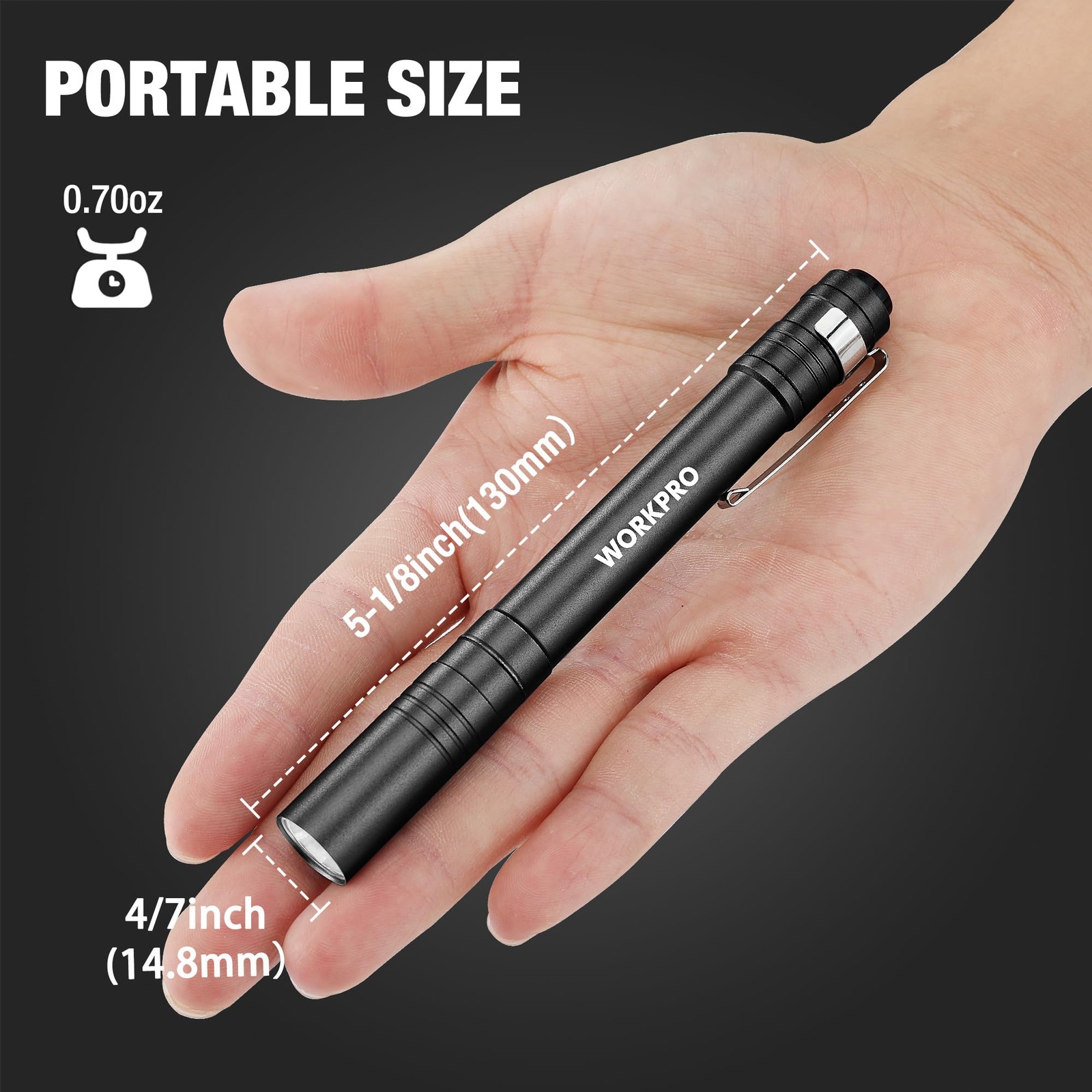 WORKPRO LED Pen Light, Aluminum Pen Flashlights, Pocket Flashlight with Clip 4pc
