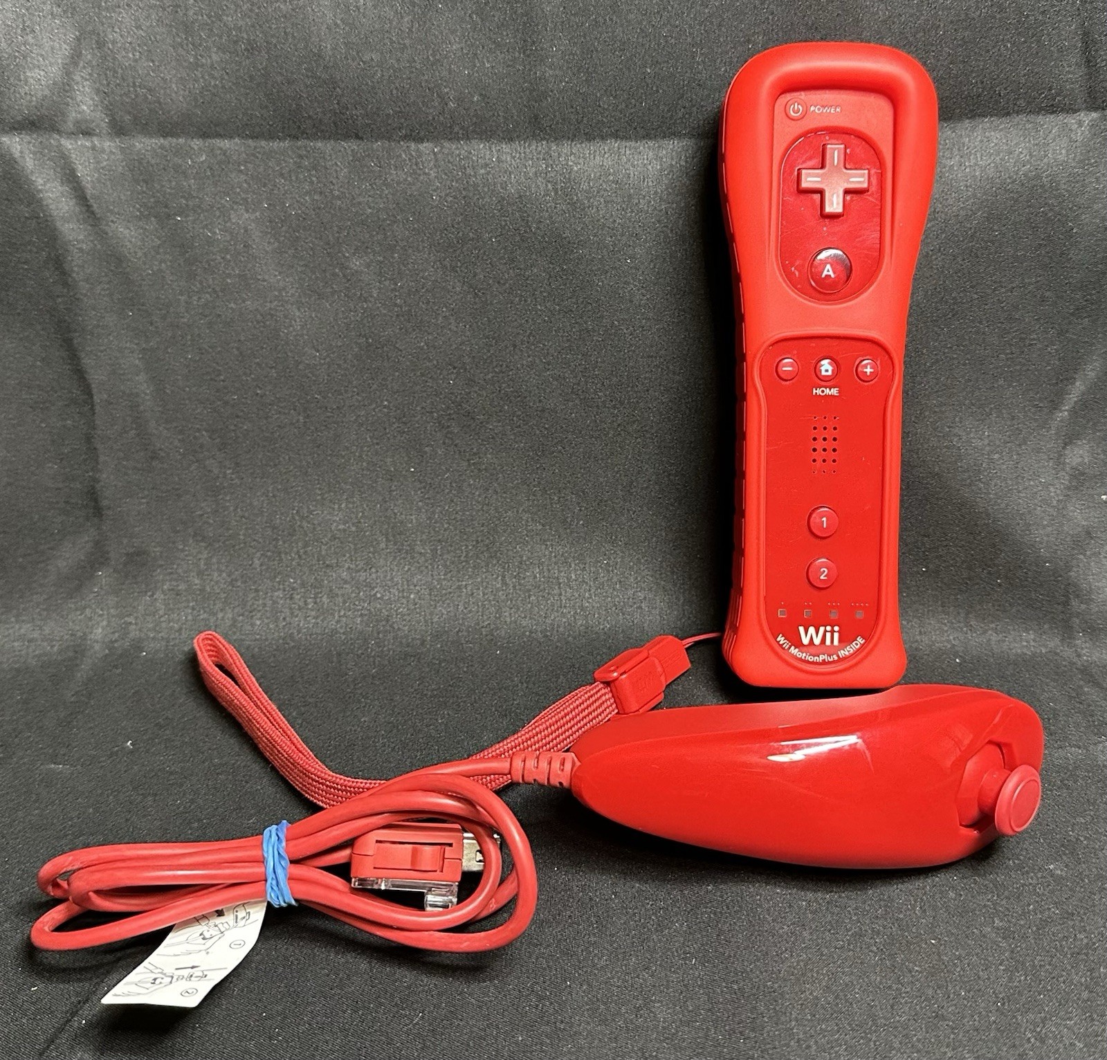 Nintendo Wii MotionPlus Controller & Nunchuck - Red W/Strap & Sleeve (#4)