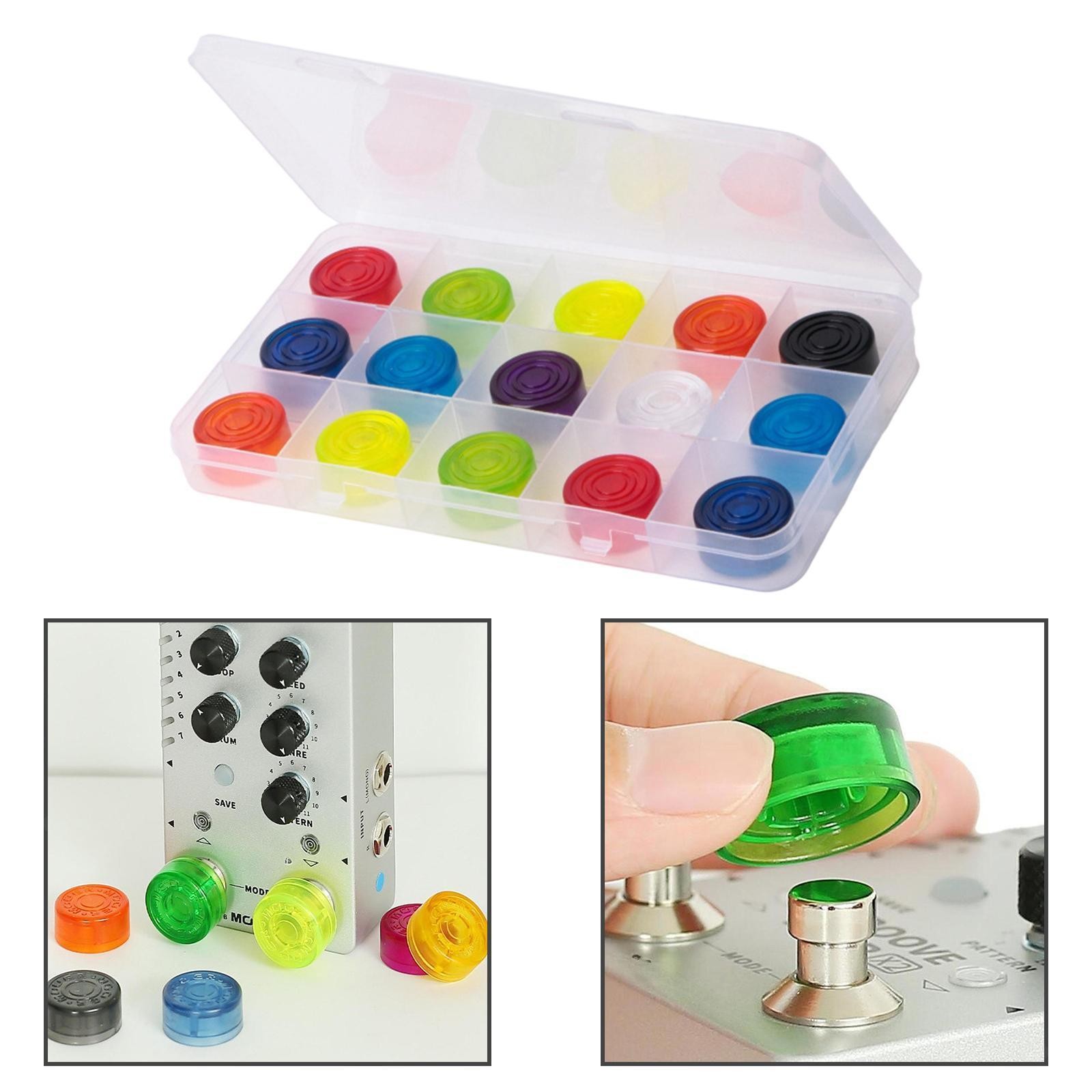 15 Pieces Guitar Pedal Button Cap Footboard Multicolor Stompbox Button Cover