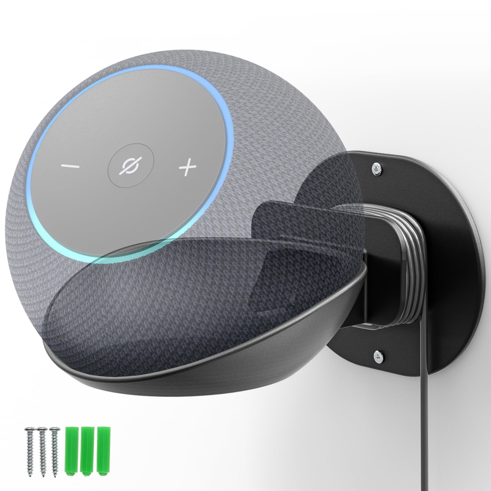 Universal Wall Mount Shelf for Echo Dot HomePod Mini Cable Management Black