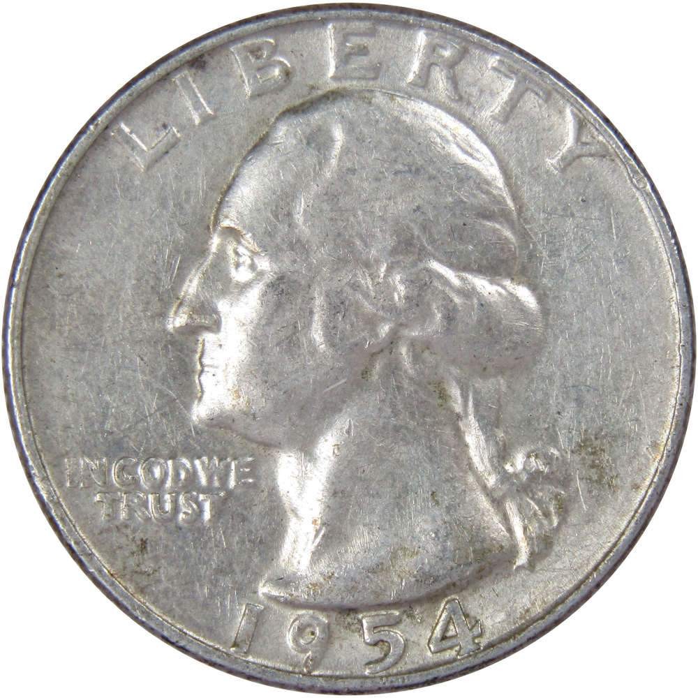 1954 D Washington Quarter Circulated Silver 25c Coin Collectible