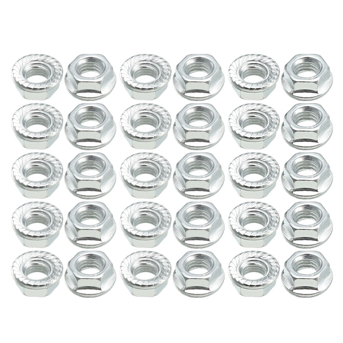 M8 Serrated Flange Hex Lock Nuts, Carbon Steel 100 Pcs