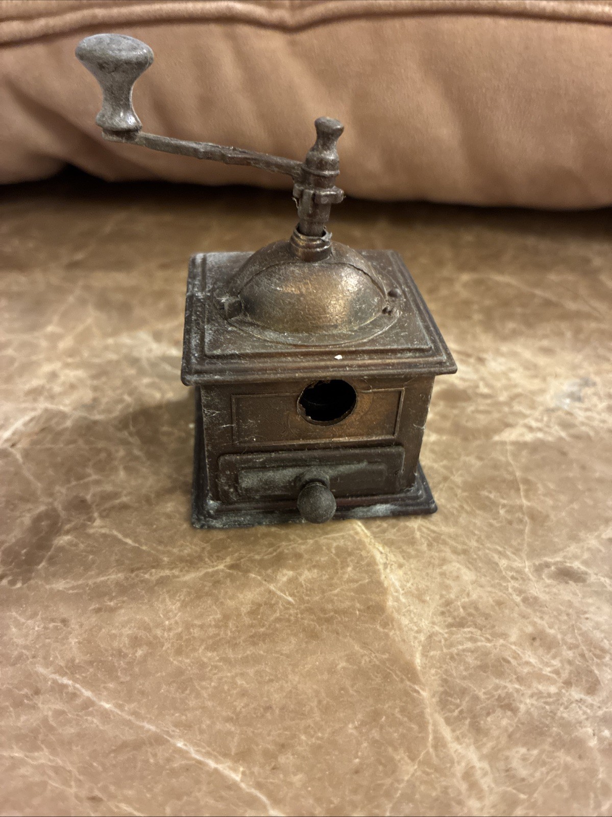 Vintage Cast Metal Old Fashion Coffee Grinder Pencil Sharpener Moving Parts