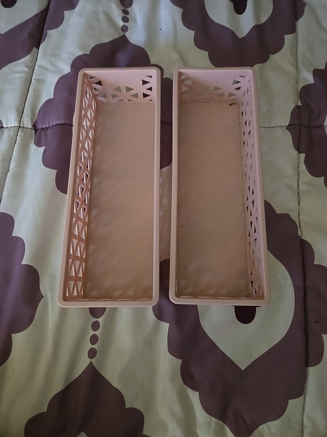 Set Of 2 Organization Bins Trays 9.25" x 3.25" Kitchen Makeup Storage B66