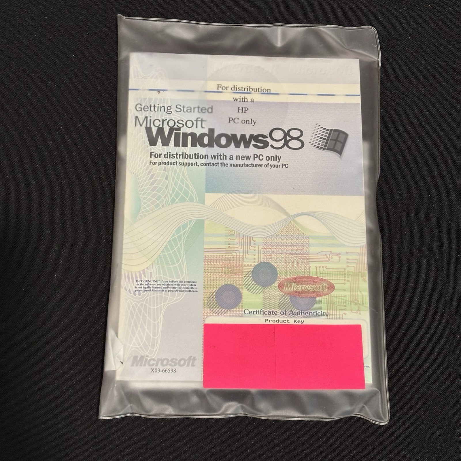 NEW Microsoft Windows 98 for Distribution with New HP PC Sealed w/ Product Key