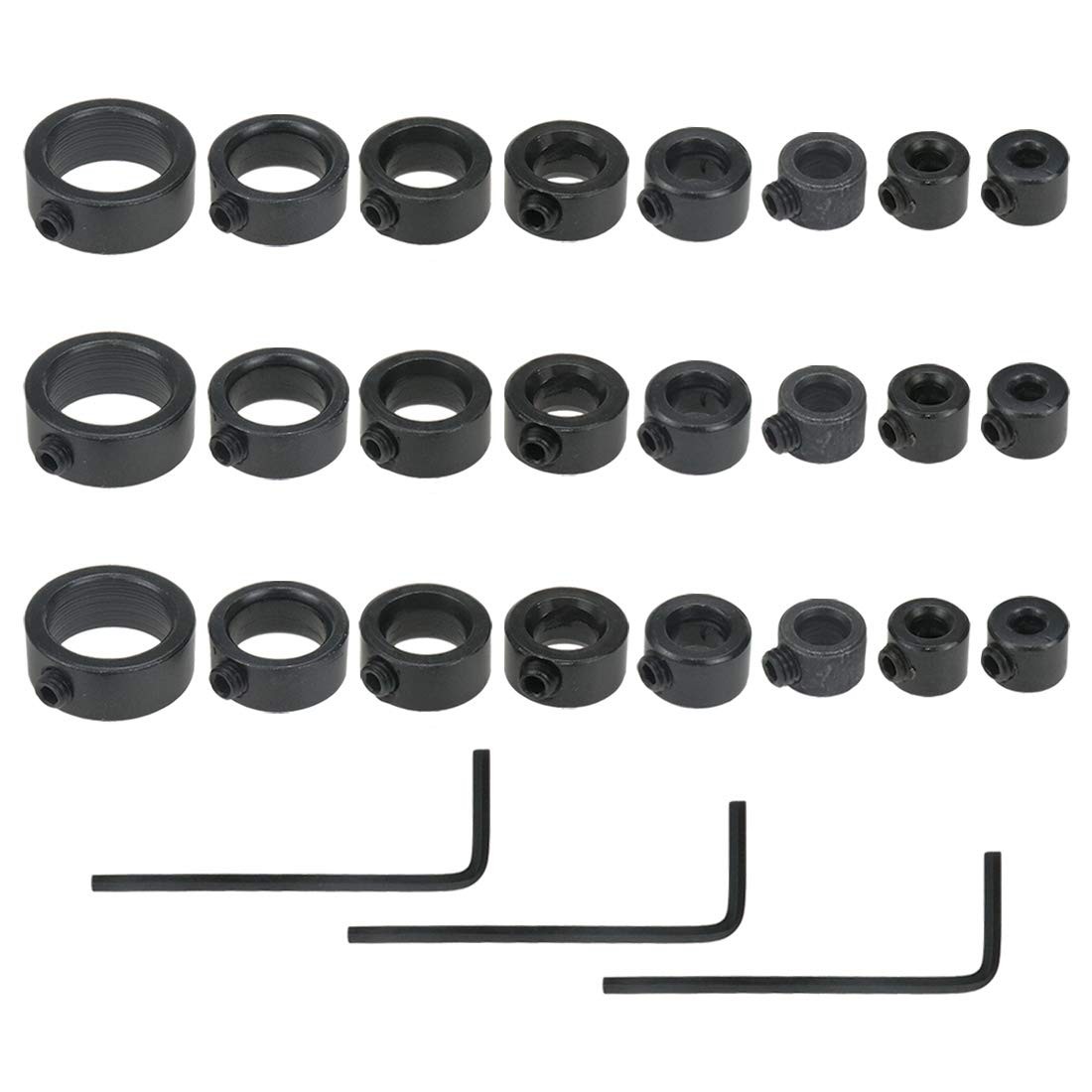 Drill Bit Stop Collar Set, 3 Sets of Drill Stop Collar Set Woodworking Ring L...