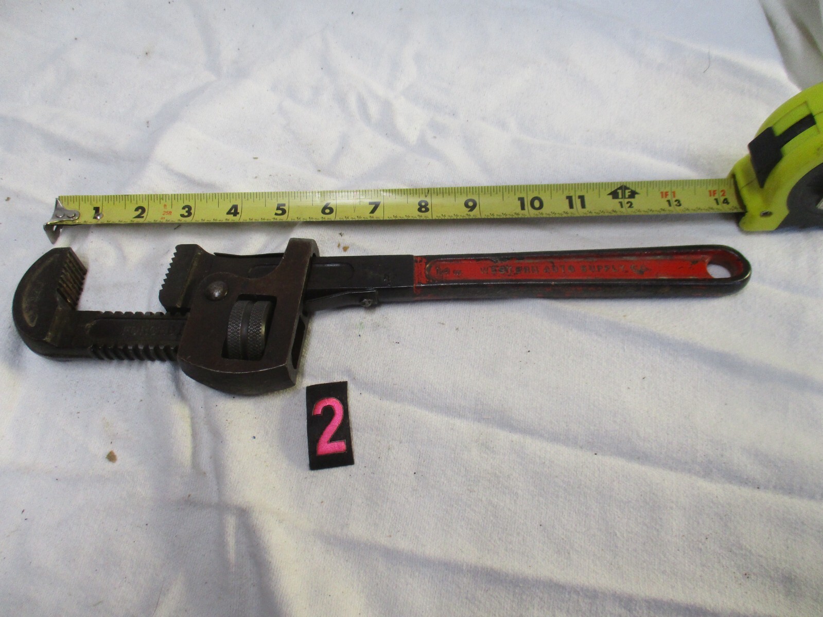 Vintage Western Auto Supply 14" Cast Iron Pipe Wrench HR2440 USA 14J Nice Teeth