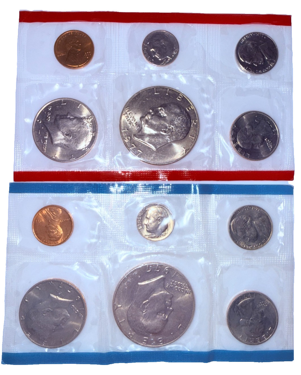1977 US Uncirculated Mint Set 12 Coins Original Cello Flat Pack "As Pictured"