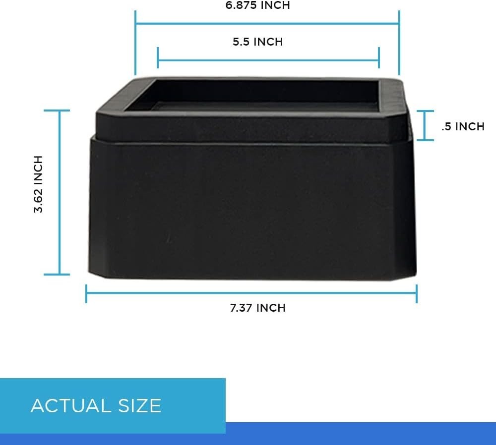4 Pack 3 Inch Black Bed Risers, Stackable, Fits 5.5 Inch Leg, Heavy Duty Sofa