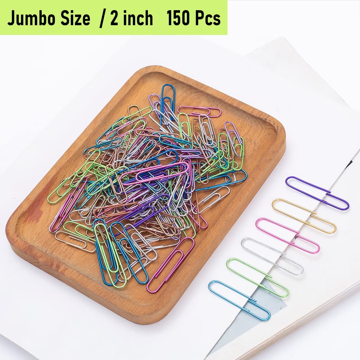 Jumbo Paper Clips,150pcs 2 Inch Large Clip, Assorted Large, Colored