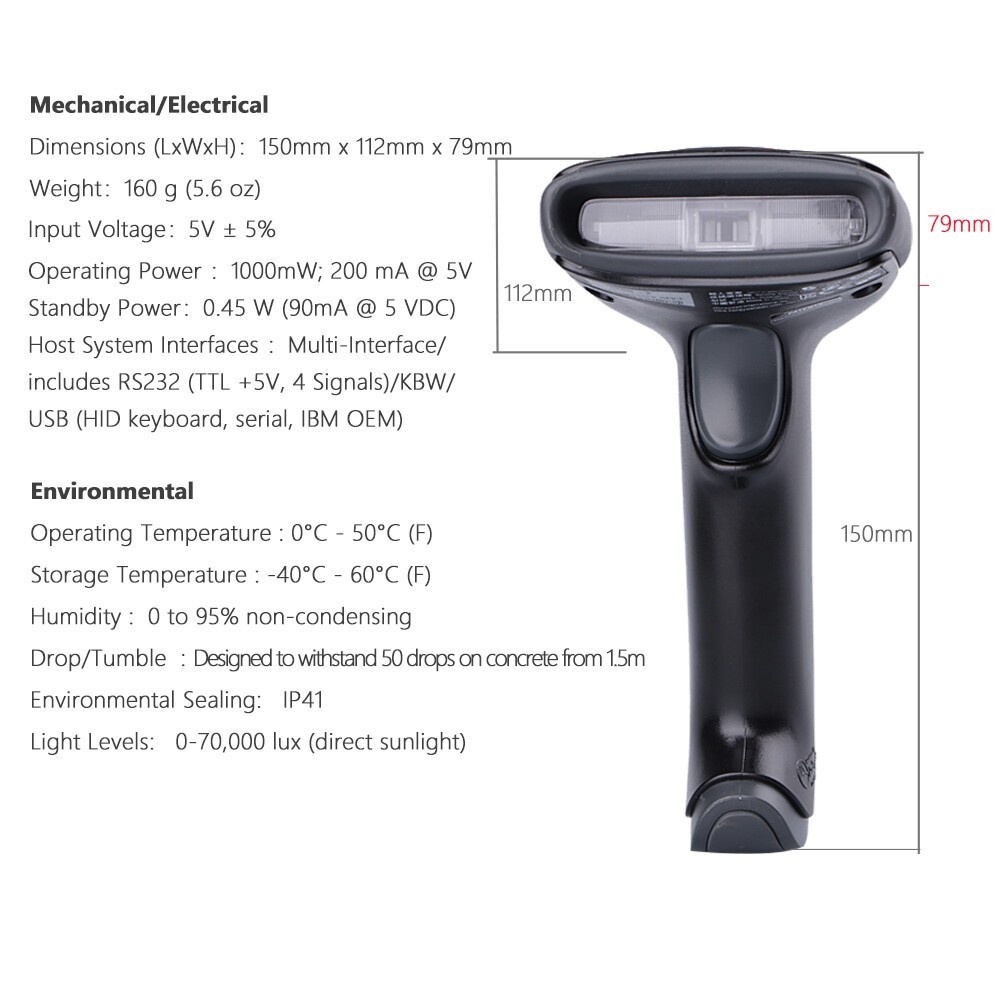 Honeywell Hyperion 1D Handheld Reader With USB Cable Barcode Scanner 1300G-2USB