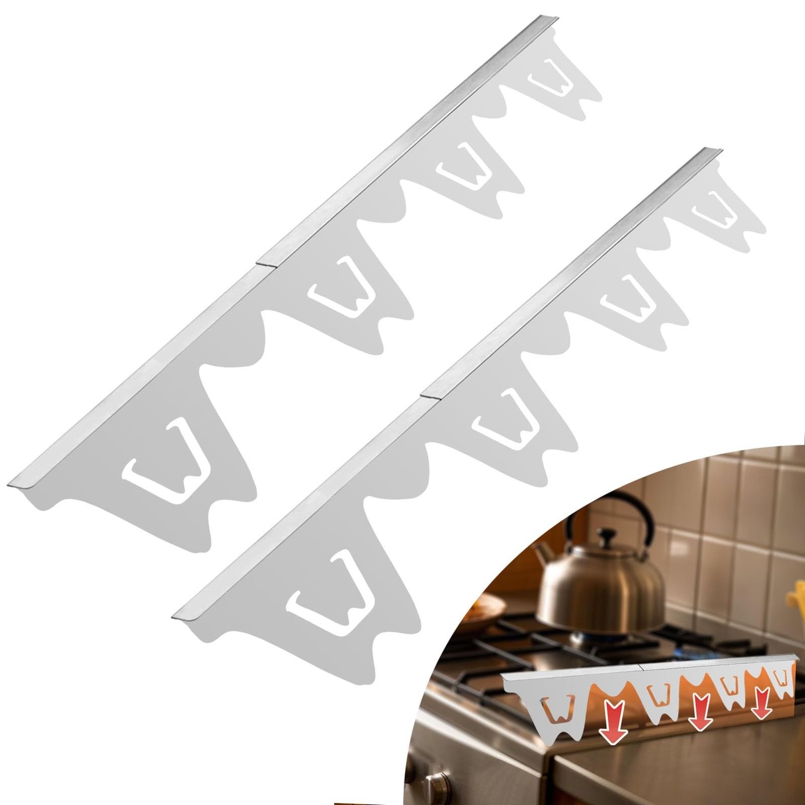 2PCS Stove Gap Covers Stainless Steel,Stove Gap Filler Retractable Lengt