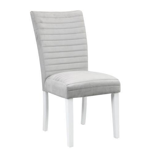 ACME Elizaveta Side Chair (Set-2), Gray Velvet, Faux Crystal Diamonds &White...