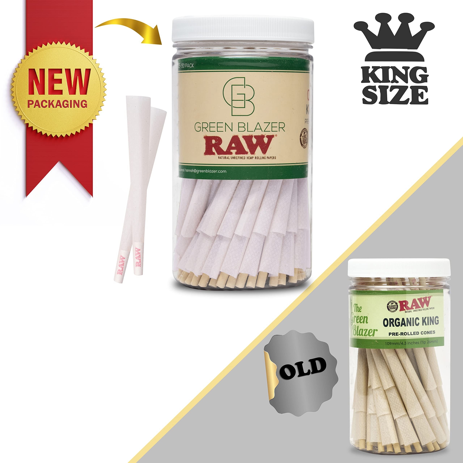 RAW Cones Organic King Size: 100 Pack