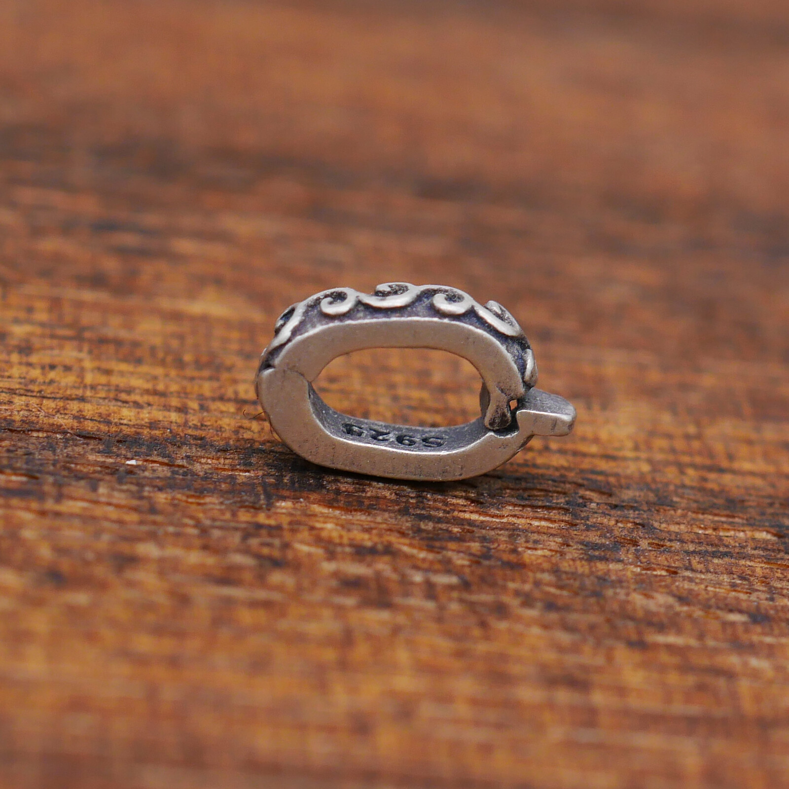 TINY Sterling Silver 925 Link Lock Oval Jump Ring Charm Pendant Connector A5159