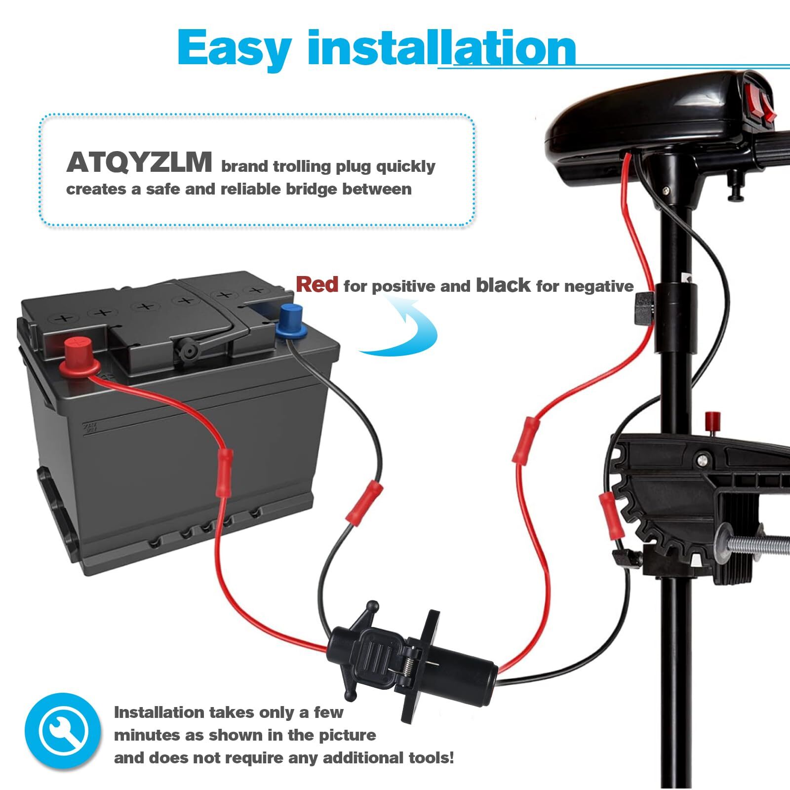 Trolling Motor Plug,Professional Waterproof Trolling Motor Plugs 12V-24V