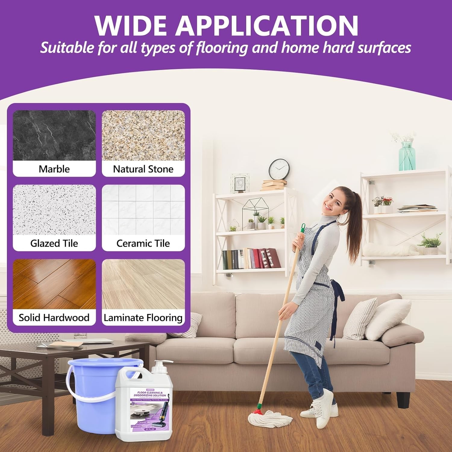 Floor Cleaning Solution- 85 FL OZ-Floor Cleaner for Mopping with Tineco,Deep