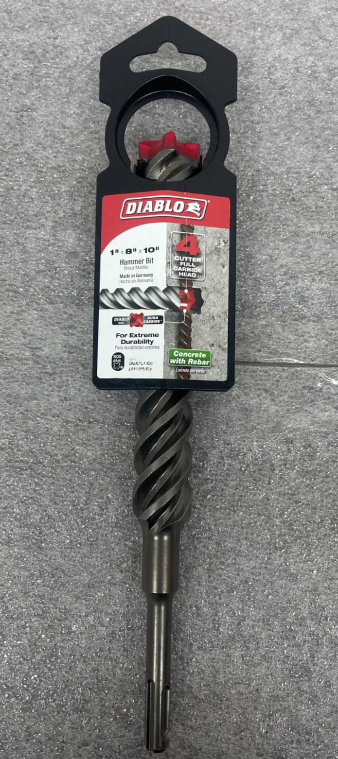 Diablo DMAPL4300 Rebar Demon SDS-Plus 4-Cutter Carbide Hammer Bit 1x8x10 in.
