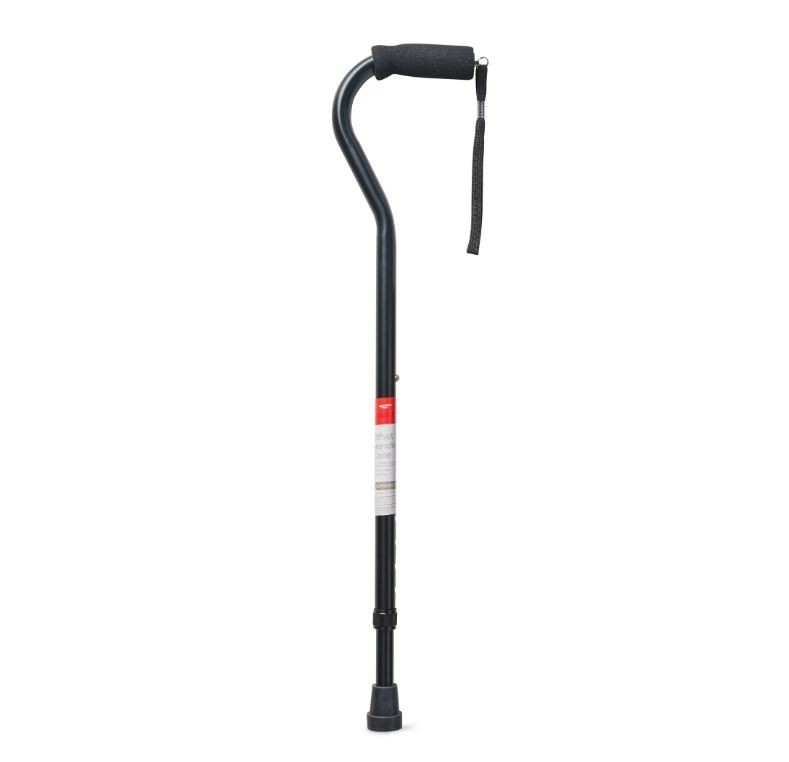Mobility Aluminum Offset Handle Cane with Foam Handle, Adjustable Height, Black