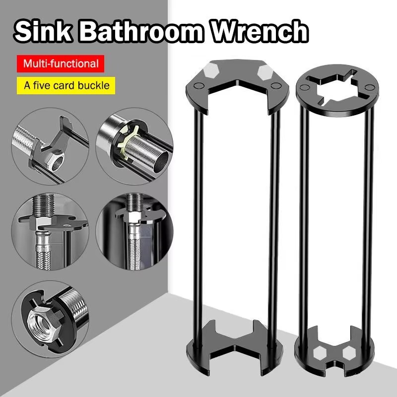 Multifunctional Sink Wrench Set, 2-Pack Basin and Faucet Wrench Tool with Fou.
