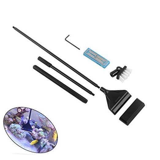 Aquarium Algae Scraper Cleaner Brush with 10 Stainless Steel Blades for 26-Inch
