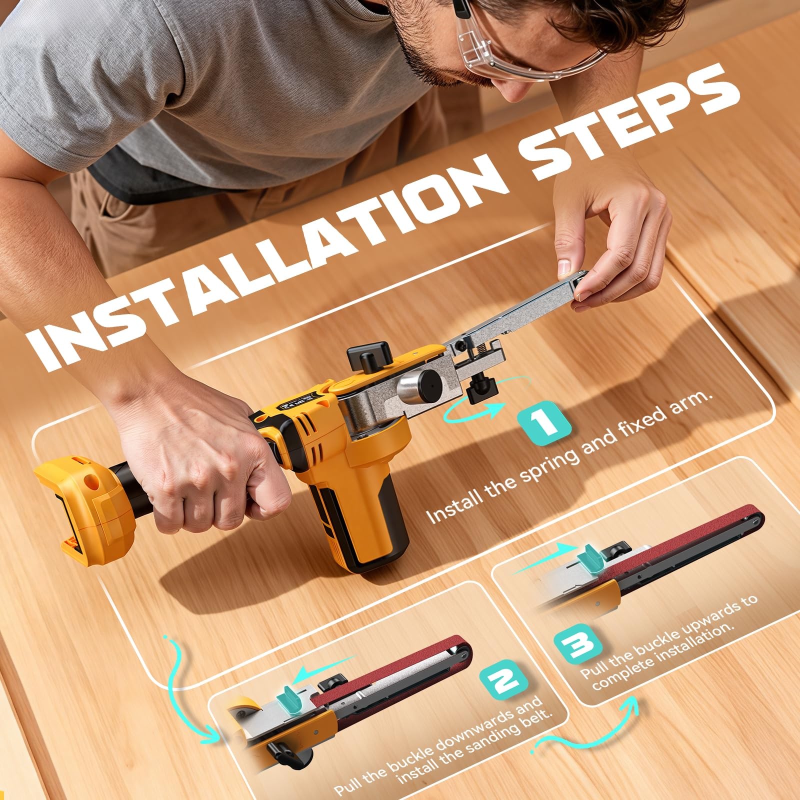 Cordless Belt Sander Compatible with Dewalt Battery Tool Only 100° adjustable...