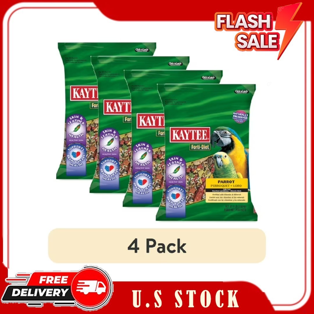 (4 pack) Kaytee Forti-Diet Parrot Food, 8 Pounds