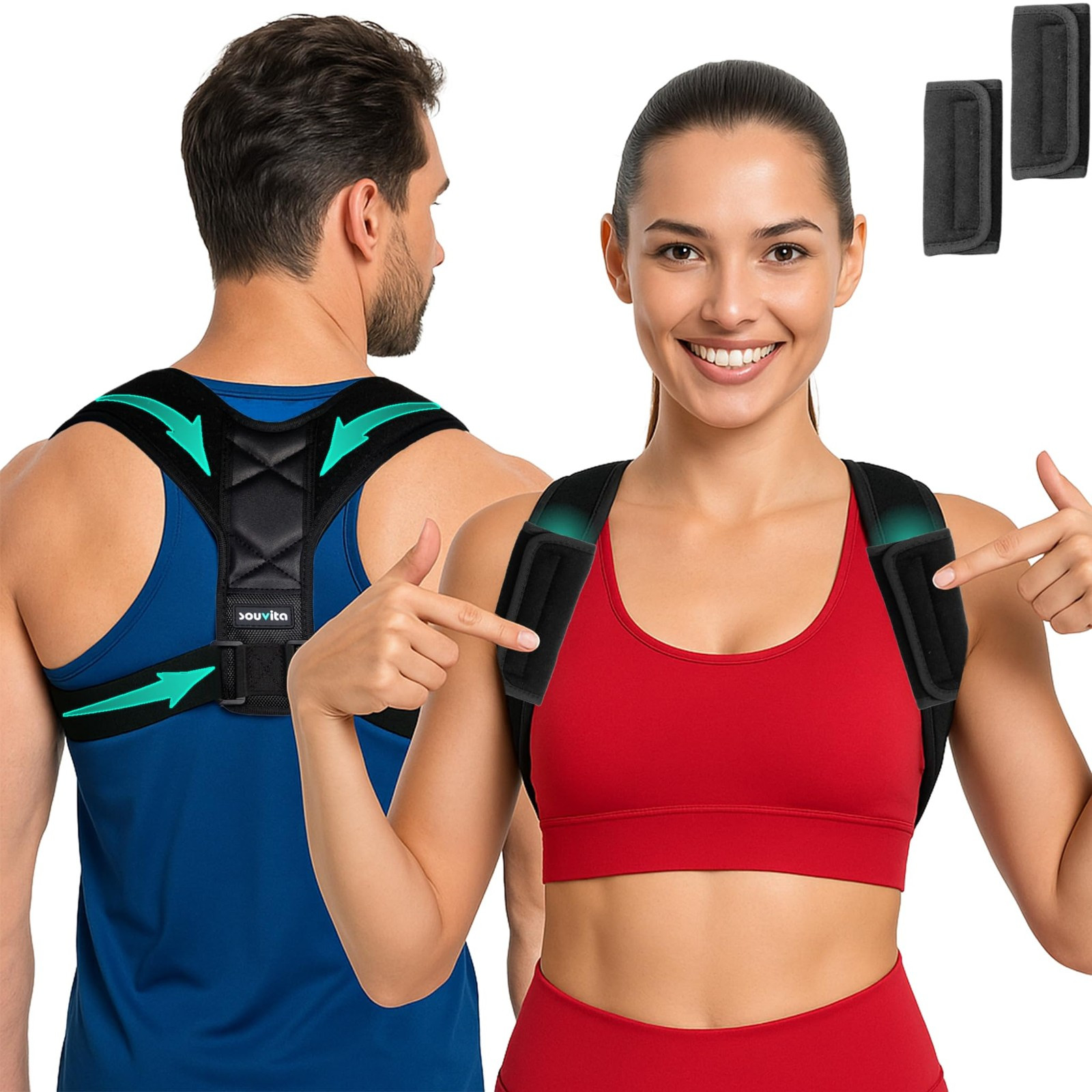 Posture Corrector for Women Men - Fully Adjustable Back Brace Posture Correc...