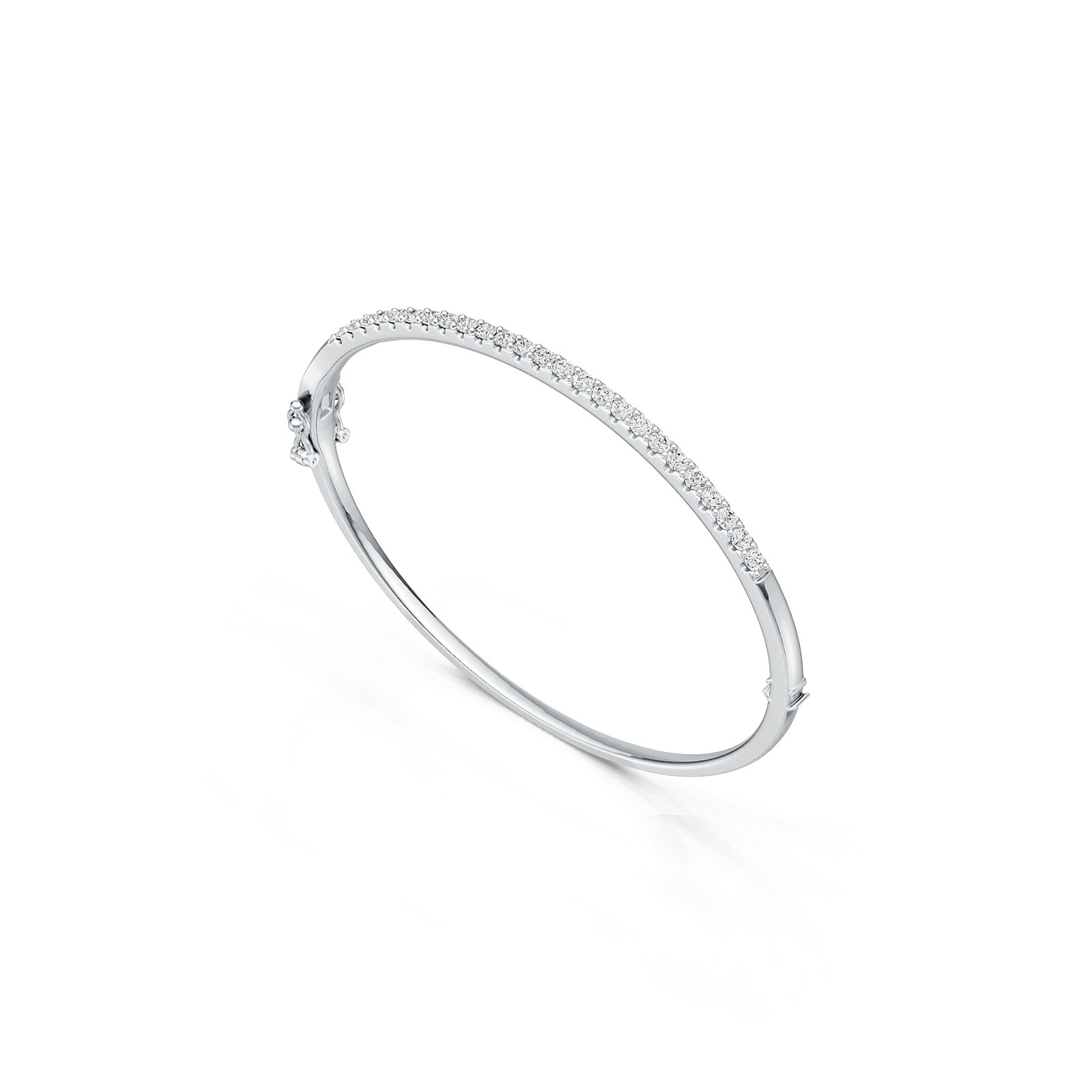 Sterling Silver Bangle Bracelet with White Topaz or Moissanite