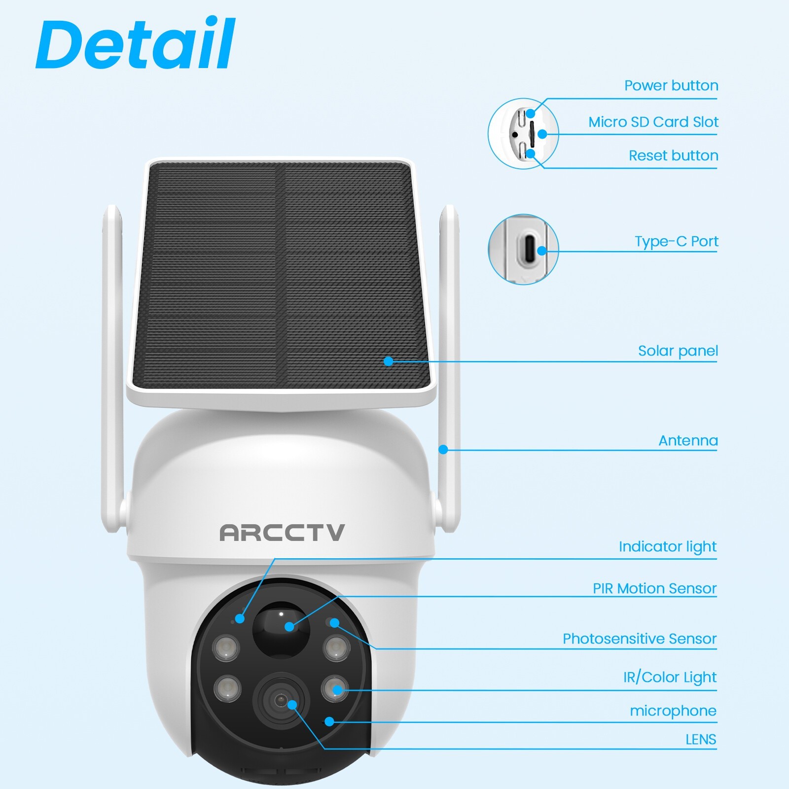 Wireless PTZ Security Camera System with Solar Panel 10CH NVR Smart Night Vision